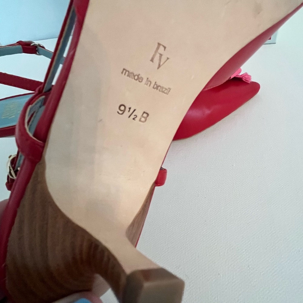 Frances Valentine Grace Nappa Leather Red Heels with Pink Bow
One in light blue - Picture 9 of 11